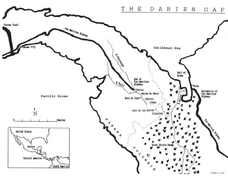 Darien Gap map created by Andrew Egan from various
              sources